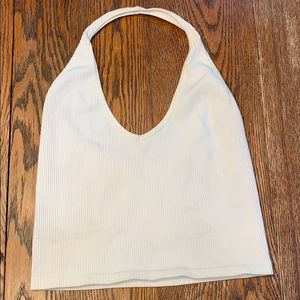 Urban Outfitters Ribbed White Halter Top